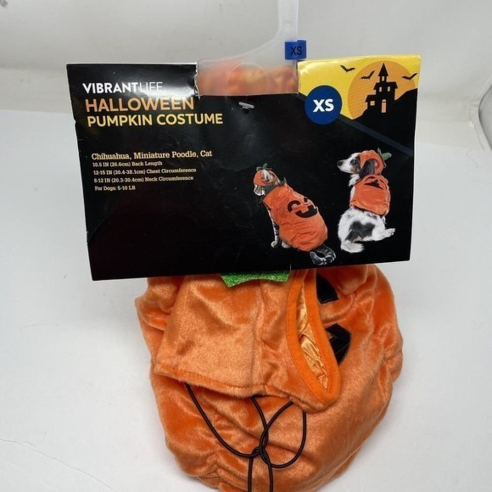 New Vibrant Life Pumpkin‎ Halloween Dog Costume Sz XS Chihuahua ￼Cat  10.5”